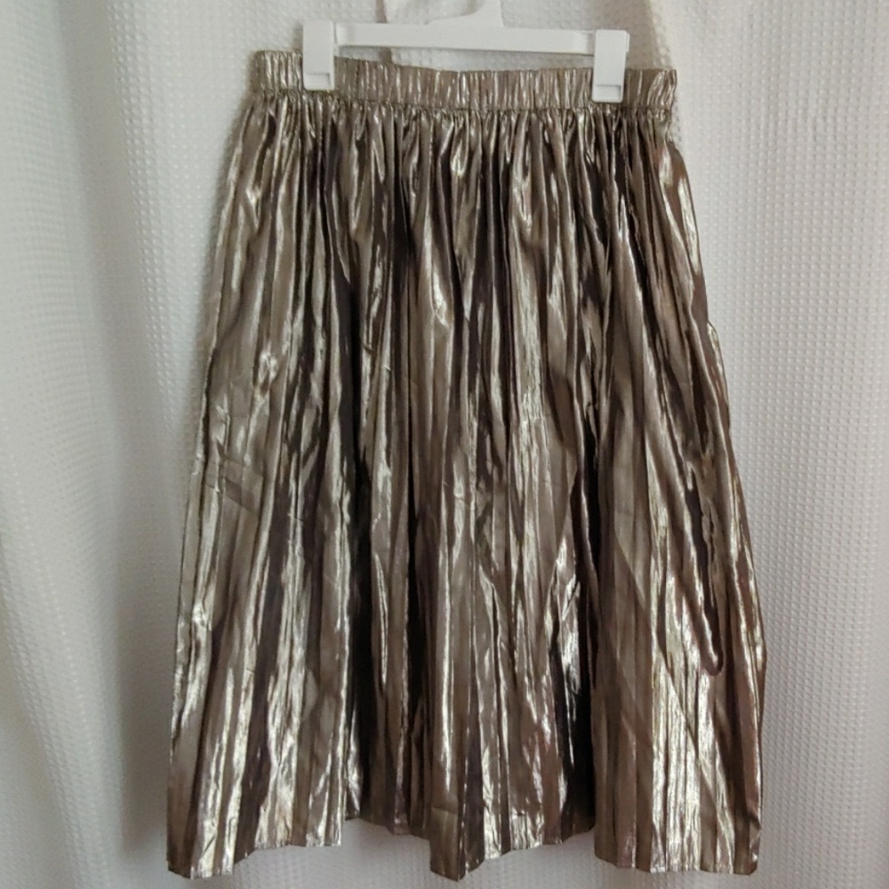 Womens Gap gold pleated midi skirt
